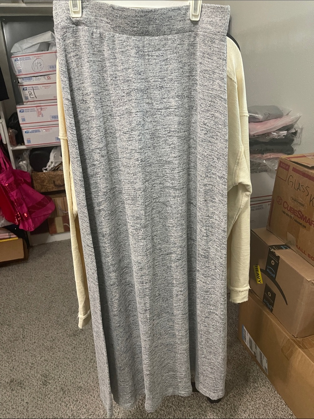 Ultra Teeze Women's Gray Maxi Skirt - Soft Knit Long Skirt Light weight